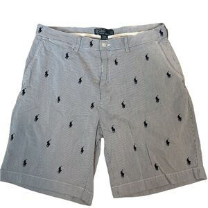 Polo Ralph Lauren Mens Prospect Seersucker Pony Logo Shorts 9” Inseam Vintage